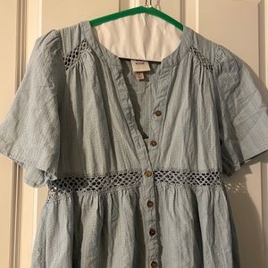 Knox Rose pale blue dress. 100% cotton dress with polyester lining.